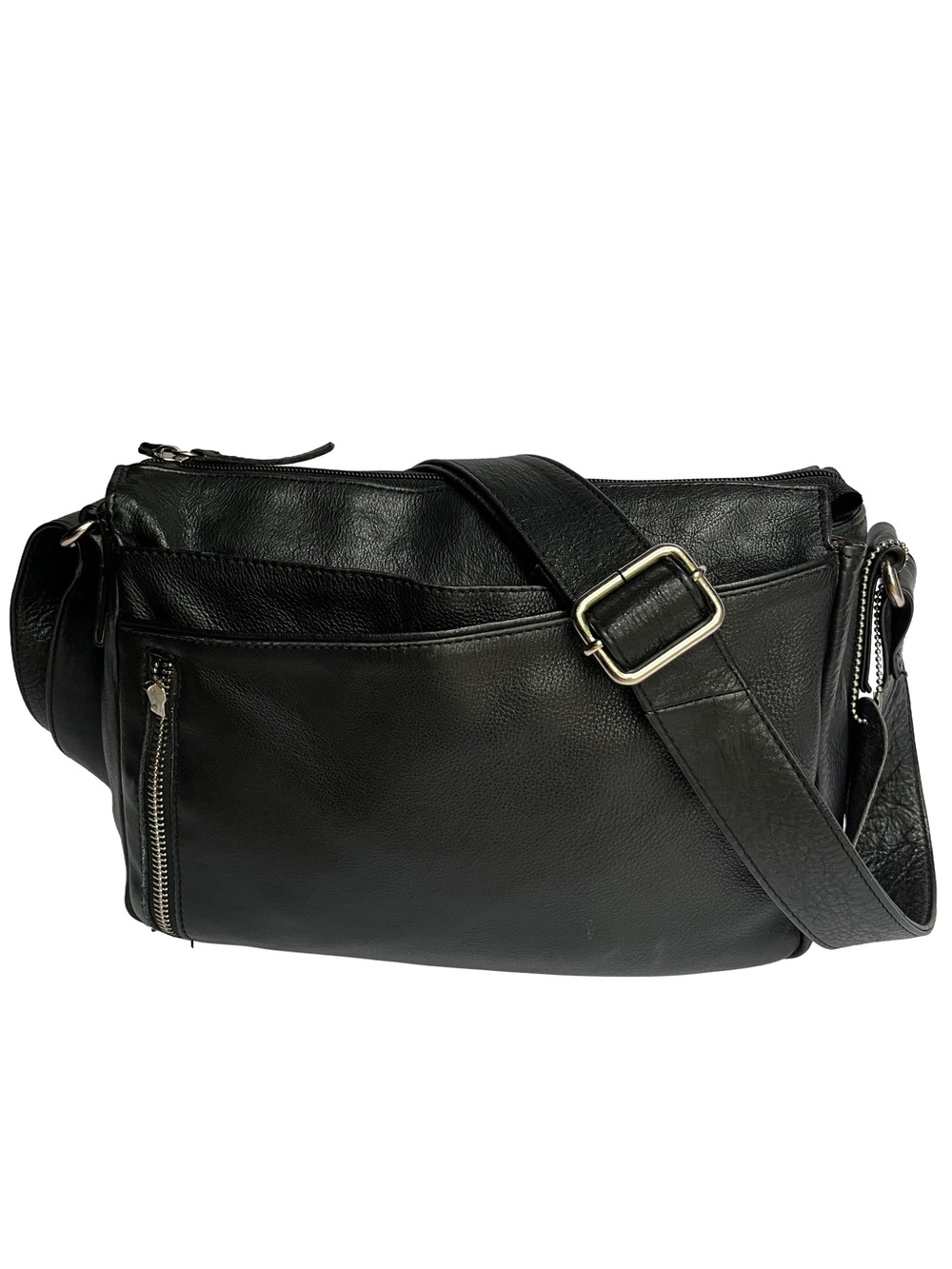 Y2K Genuine Leather Crossbody Bag Black Minimalist Utility Purse